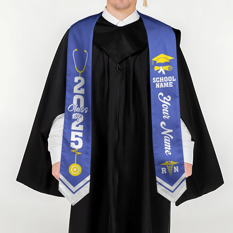 Pretyprints Custom Nurse Sash Graduation, RN Graduation Stole Gifts for Friends Nursing Student Senior Class Of 2025