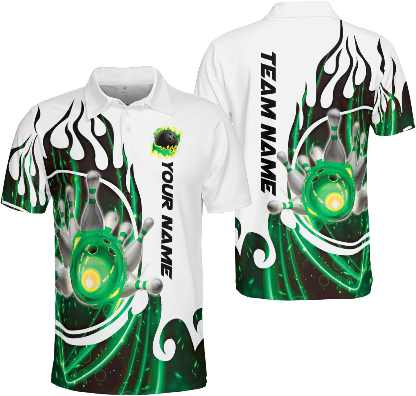 Ligthuy Personalized Name Bowling Polo Shirts 3D for Men and Women, Bowling Shirt, Bowling Shirts for Men Team Bowling Shirt