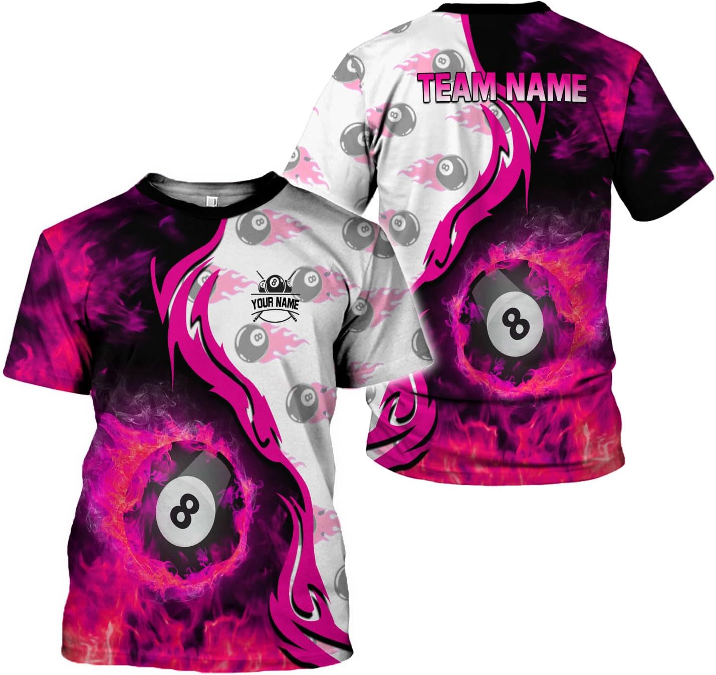 Ligthuy Personalized Name Billiard Shirts 3D, Billiards Shirt 8 Ball Billiard Shirt Custom Men's Pool Men Women1
