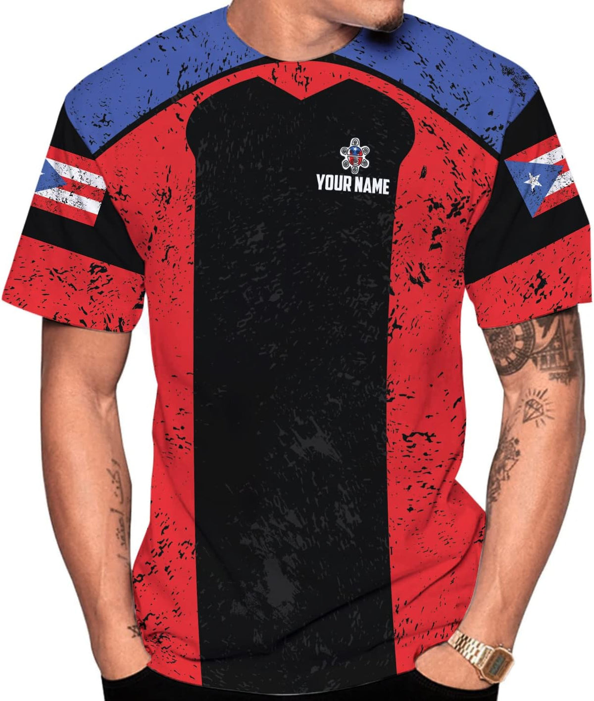 Personalized Name Puerto Rico T-Shirt 3D, Puerto Rico Shirt for Men Women, Puerto Rico Flag T Shirt All Over Printing S-5XL