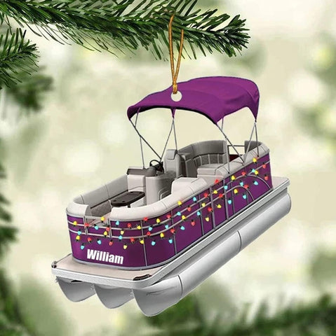 Personalized Pontoon Boat Christmas Ornament, Pontoon Car Ornament, Gift for Bowriders, Wake Boats,Pontoon Lover Gift (Pontoon 7)