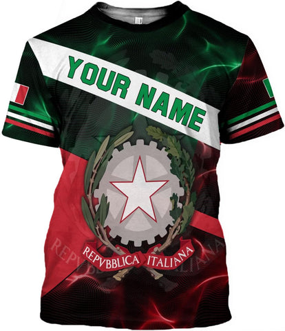 Mostprints Personalized Name Italy Shirt 3D, Custom Italian Shirt Flag for Men and Women, Italia Shirt Soccer Unisex Size