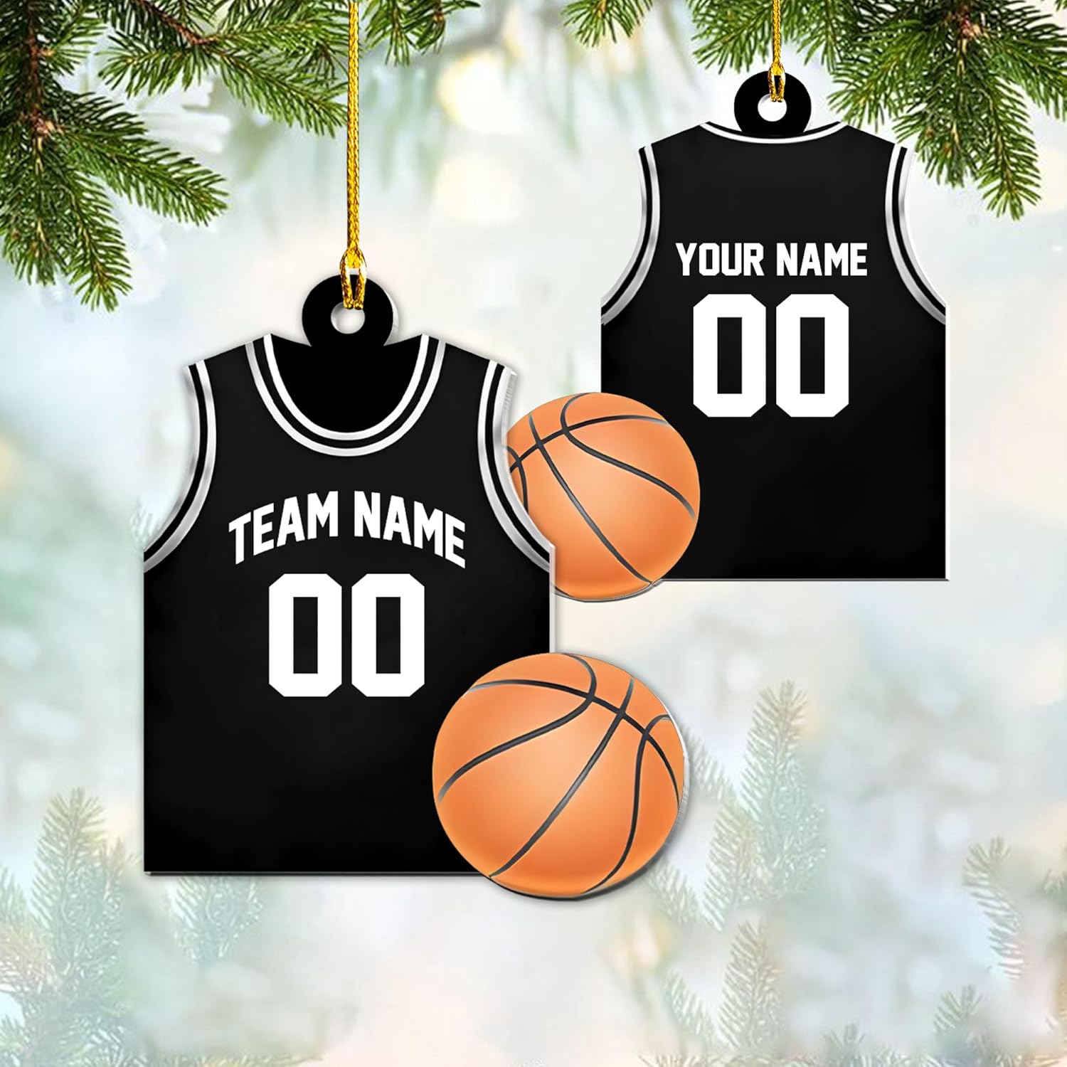 mostprints Personalized Basketball Ornaments, Basketball Christmas Ornament, Custom Basketball Player Ornament, Basketball Ornaments for Christmas Tree, Basketball Team Ornament (B4)