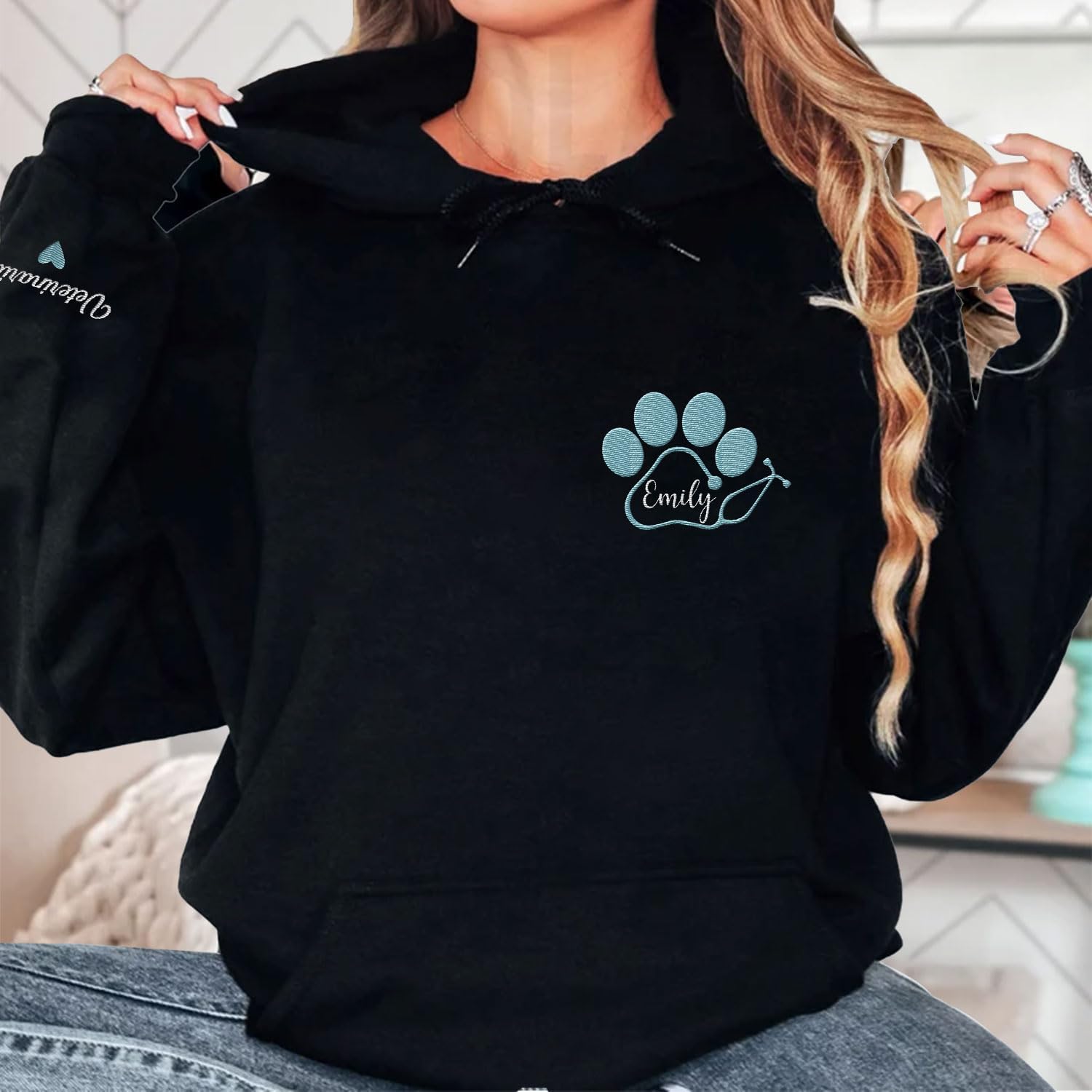 Leeprints Personalized Embroiderd Veterinary Medicine Sweatshirt - Vet Tech Sweater, Veterinarian Gift, Vet Med Staff Gifts