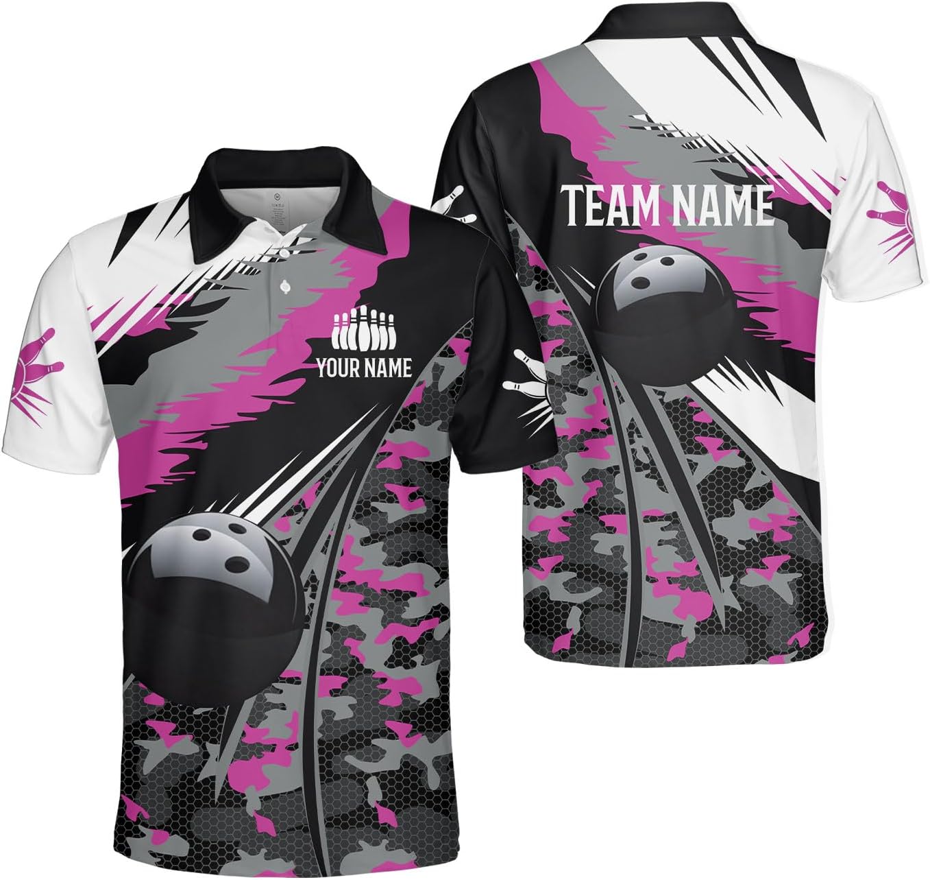Custom 3D Bowling Polo Shirts for Men and Women Personalized Team Name Gift Unisex Customized Bowling Short Sleeve Polo Shirt