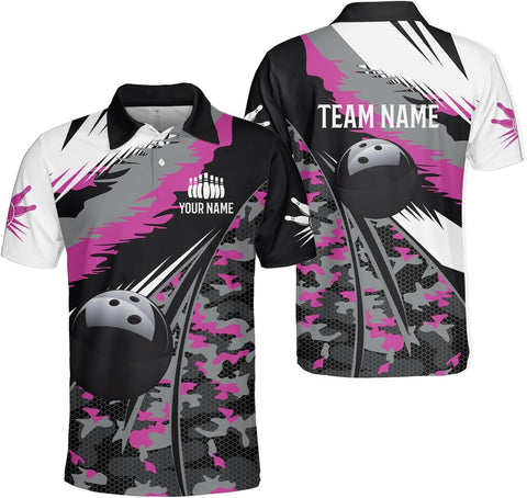 Custom 3D Bowling Polo Shirts for Men and Women Personalized Team Name Gift Unisex Customized Bowling Short Sleeve Polo Shirt