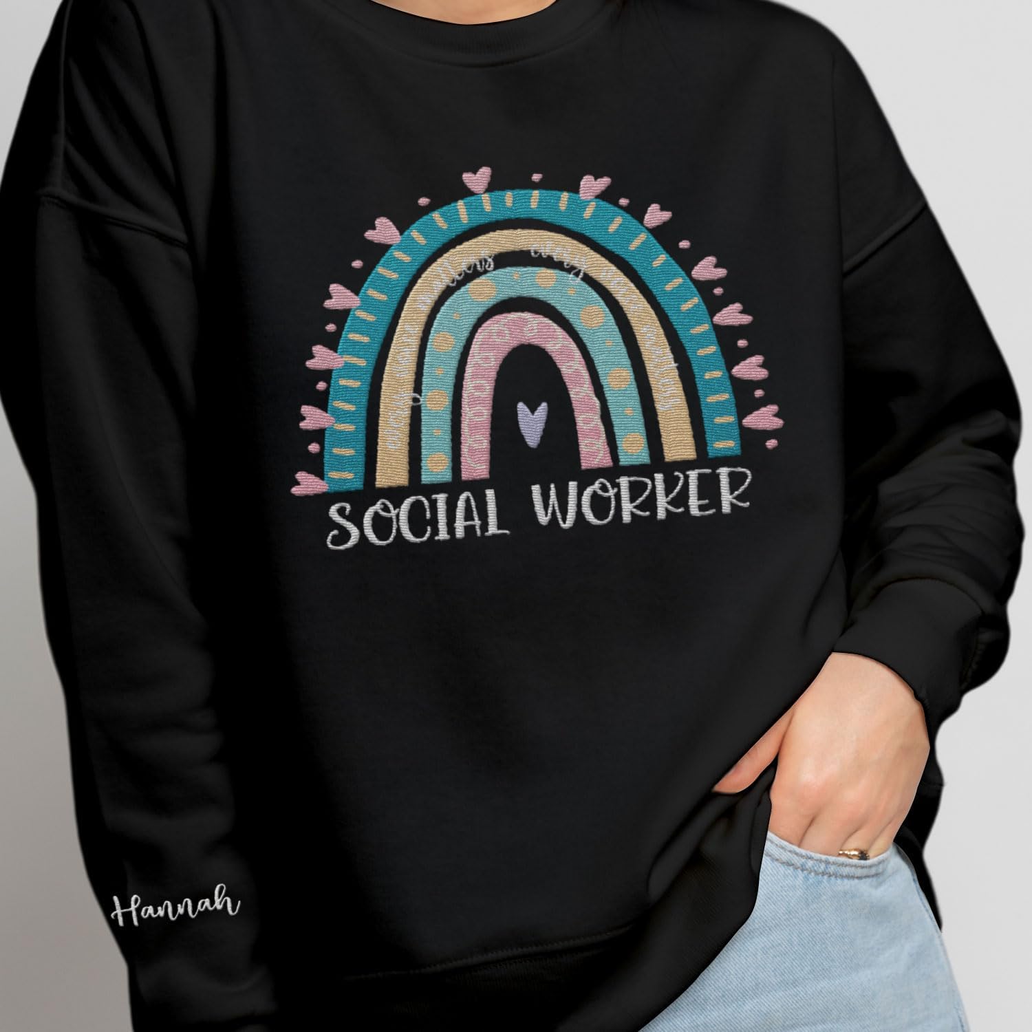 Custom Social Worker Embroidered Sweatshirt Future Social Worker Shirt Gift School Social Worker for Women Crewneck Pullovers