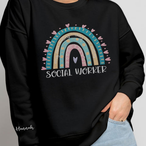Custom Social Worker Embroidered Sweatshirt Future Social Worker Shirt Gift School Social Worker for Women Crewneck Pullovers