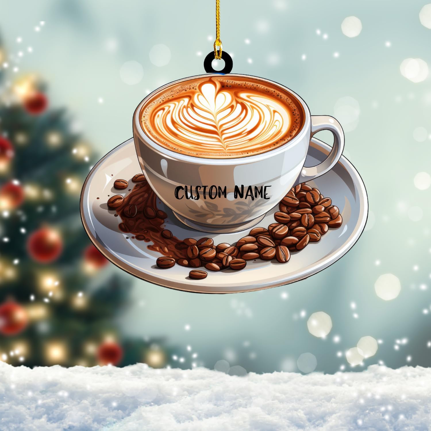 Personalized Coffee Machine Ornament Coffee Tool Flat Printed Ornament Coffee, Coffee Car Ornament,Love Coffee Ornament, Barista Ornament, Gift for Coffee Lovers (Acrylic, Style 13)