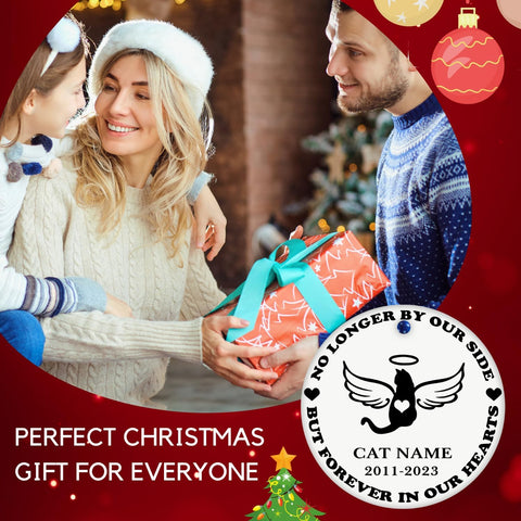 MAPrints Personalized Cat Christmas Ornaments, Cat First Christmas Ceramic Ornaments, Gifts for Cat Lovers, Cat Memorial Ornament, Forever Loved Cat Keepsake, Cat Loss Gifts (CAT 11+)