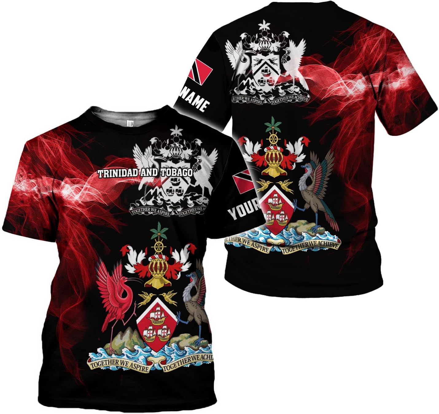 Personalized Trinidad & Tobago Shirts Trinidad and Tobago Coat of Arms Flag 3D Shirts Trinidad Pride Independence