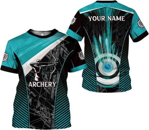Custom Archery T-Shirt Bow and Arrow Personalized 3D Shirts for Archer Men Women Target Team Archery Apparel Gifts