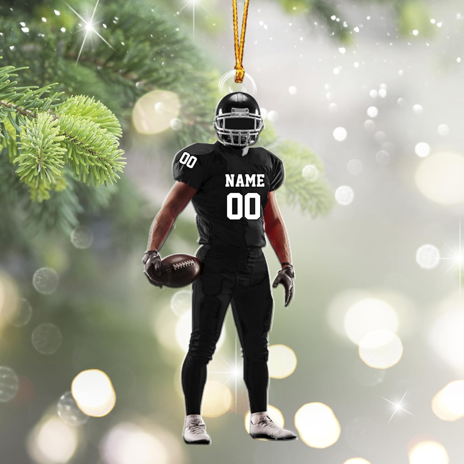 Artparel Personalized Football Ornament Customized Football Christmas Ornaments Football Ornament Christmas Hanging Décor Gift for Football Fans Football Gifts Gift for Football (FBH 6)
