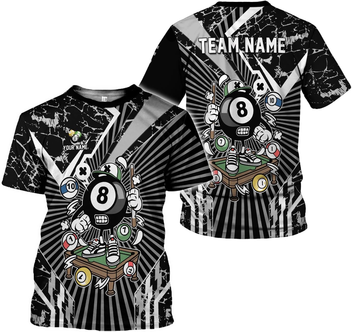 Ligthuy Personalized Name Billiard Shirts 3D, Billiards Shirt 8 Ball Billiard Shirt Custom Men's Pool Men Women1