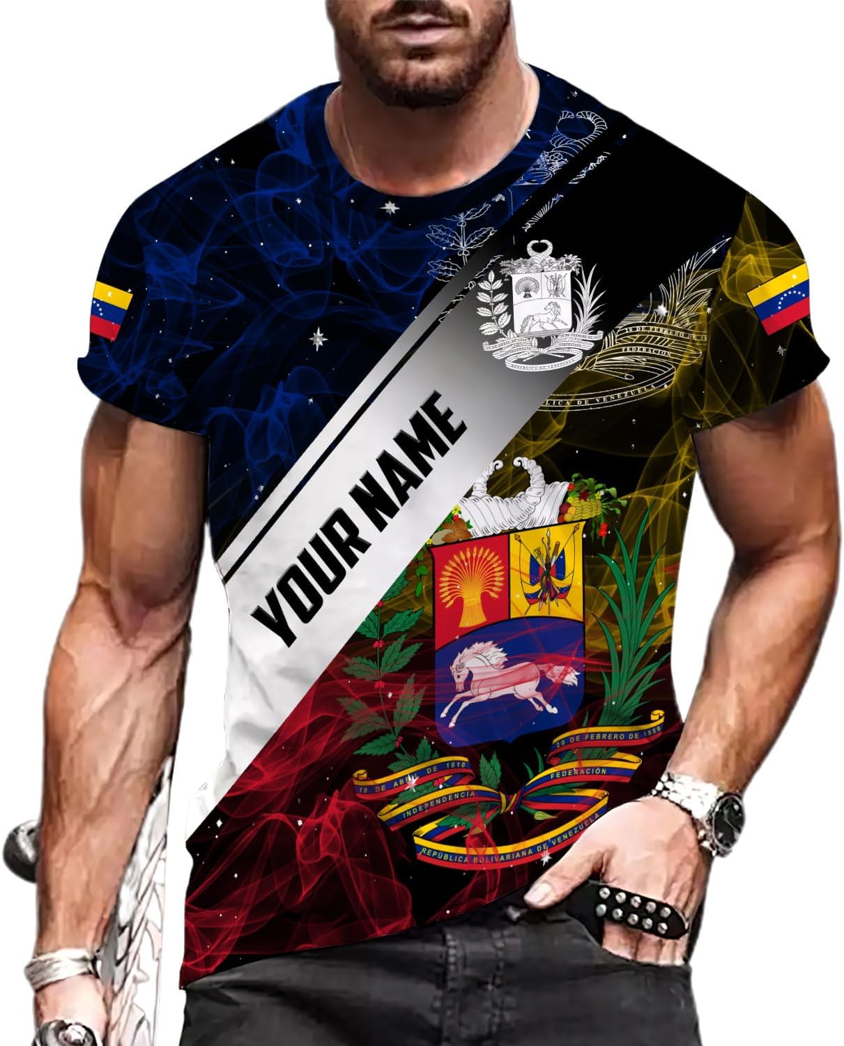 Royal Fight Personalized Coat of Arms Shirt with Venezuela Flag - Pride Shirts for Men & Women