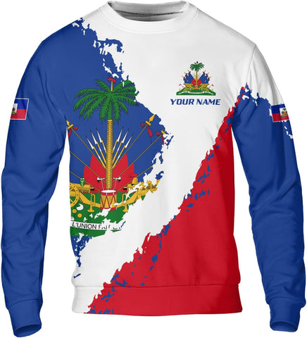 AOVL Personalized Haiti Shirt Haitians Flag Pride Shirt Haiti Shirts for Men & Women Haitian Pride Tshirt Haitian Flag Shirt