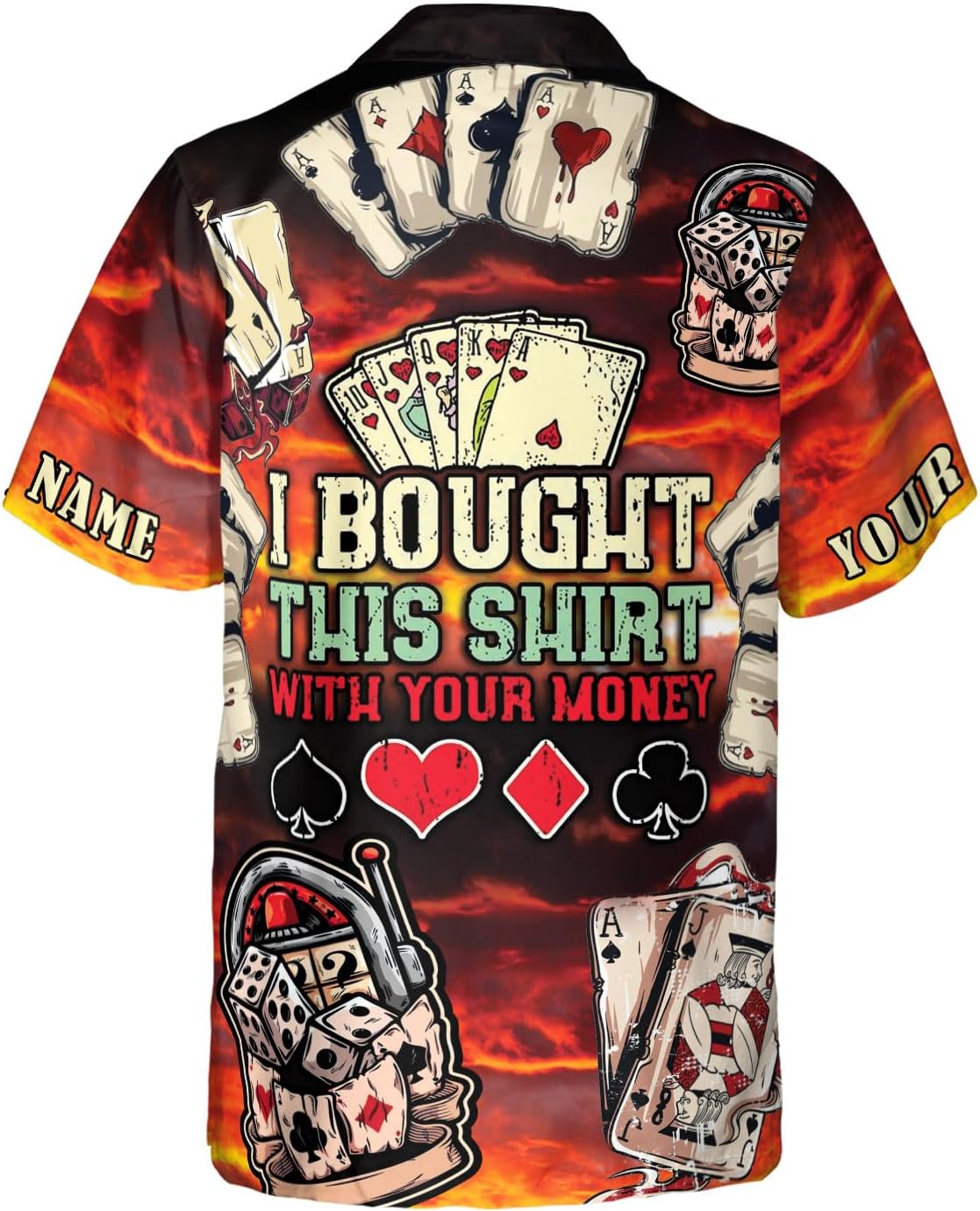 Custom Poker Hawai Shirts for Men Poker Hawaiian Shirt Gambling Casino Fire Short Sleeve Button Down Shirt Summer Beach Shirt