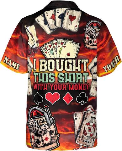 Custom Poker Hawai Shirts for Men Poker Hawaiian Shirt Gambling Casino Fire Short Sleeve Button Down Shirt Summer Beach Shirt