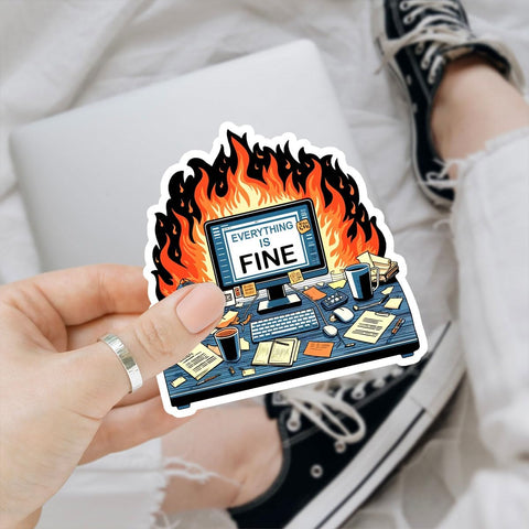 3pcs Everything is Fine 3" Sticker, Funny Im Fine Sticker Meme Coworker Gift Its Fine Im Fine Everythings Fine Stickers Mental Health Decal for Laptop Water Bottle Toolbox Phone