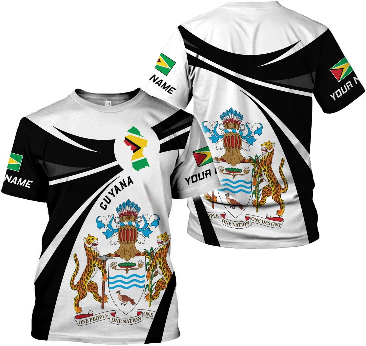 MoonArt Personalized Guyana Shirts - Guyanese Coat of Arms Flag 3D