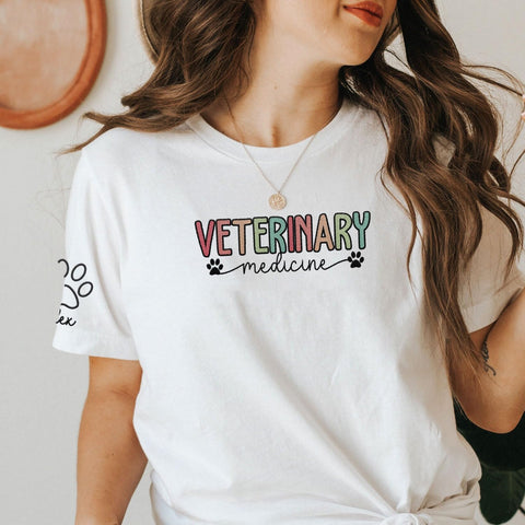 Custom Embroidered Vet Tech Sweatshirt Veterinary Technician Gift Personalized Vet Shirt with Paw Print for Appreciation Day