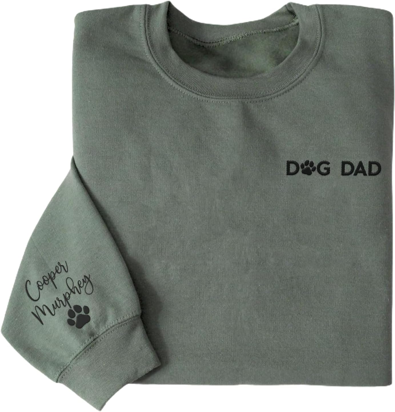 Personalized Embroidered Dog Dad Crewneck Sweatshirt, Custom Dog Dad Shirt Gift for Men (Cotton + Polyester, SS2)