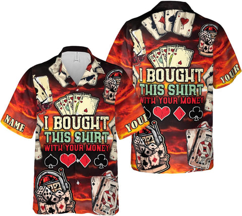 Custom Poker Hawai Shirts for Men Poker Hawaiian Shirt Gambling Casino Fire Short Sleeve Button Down Shirt Summer Beach Shirt