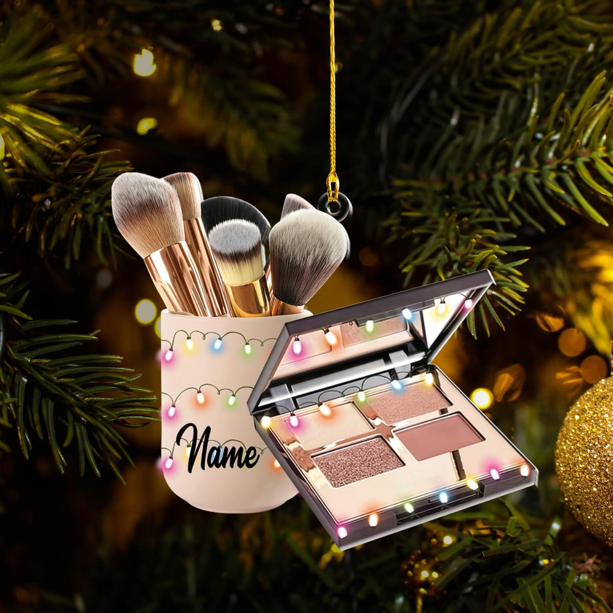 Suseaz Personalized Makeup Tools Christmas Ornament 2024, Makeup Box Christmas Ornament Gift for Makeup Artist, Christmas Tree Decor for Makeup Shop, Gift for New Makeup Coworkers (ON211)