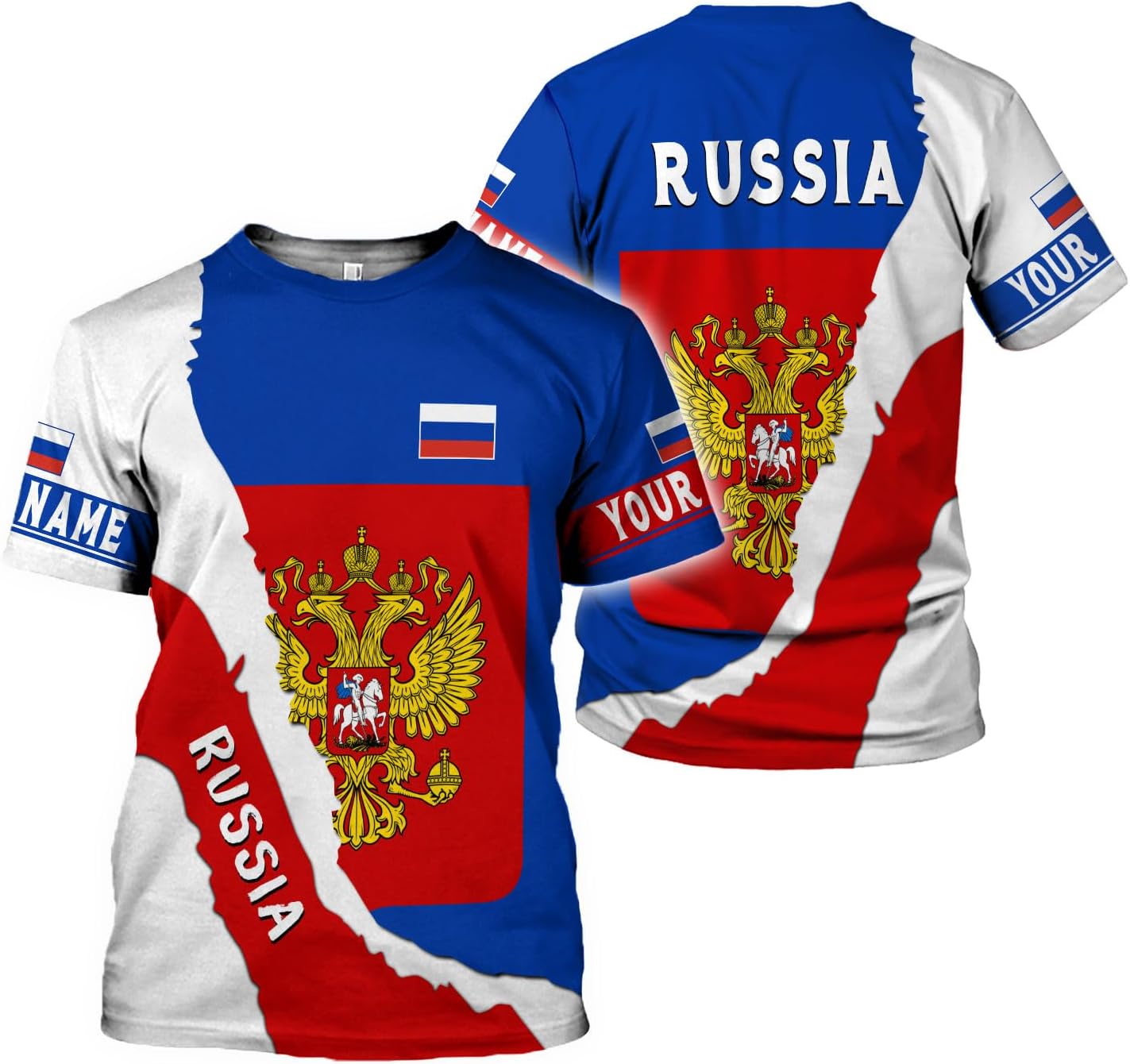 MoonArt Personalized Russia Shirts Russian Shirt Russian Coat of Arms Russia Flag Pride Shirts Russia Flag Coat of Arms