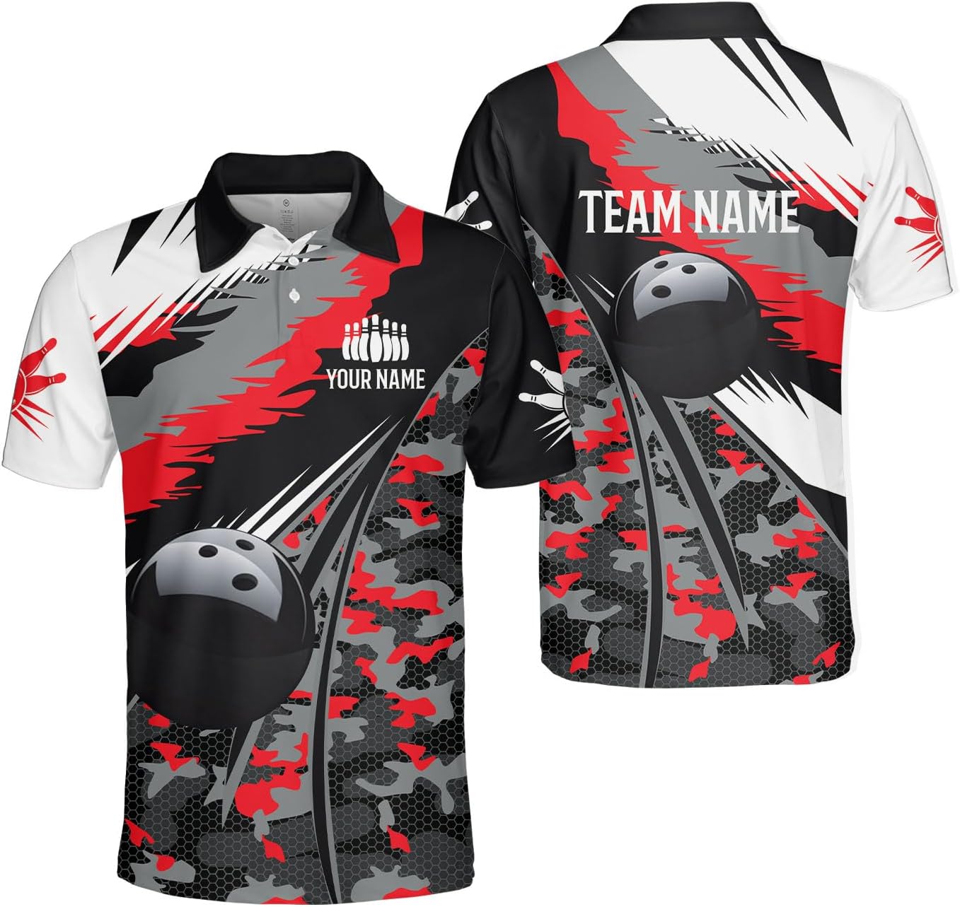 Custom 3D Bowling Polo Shirts for Men and Women Personalized Team Name Gift Unisex Customized Bowling Short Sleeve Polo Shirt