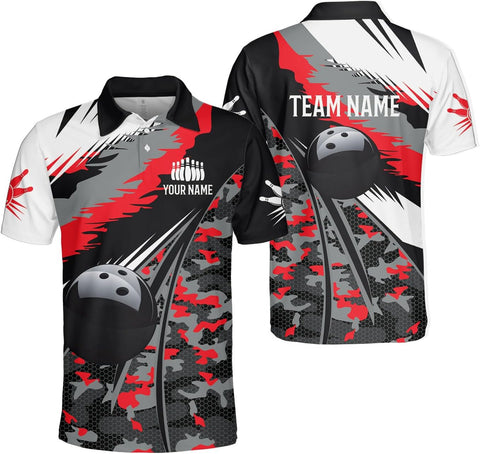 Custom 3D Bowling Polo Shirts for Men and Women Personalized Team Name Gift Unisex Customized Bowling Short Sleeve Polo Shirt