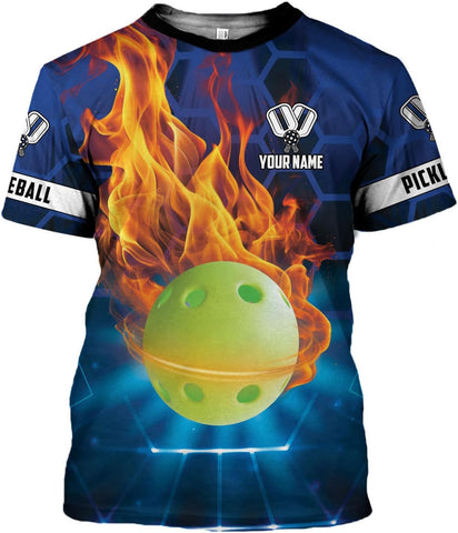 Personalized Pickleball Shirt Funny 3D Polo Pickleball Player Gift for Men and Women Custom Pickleball Shirts Sports Tee