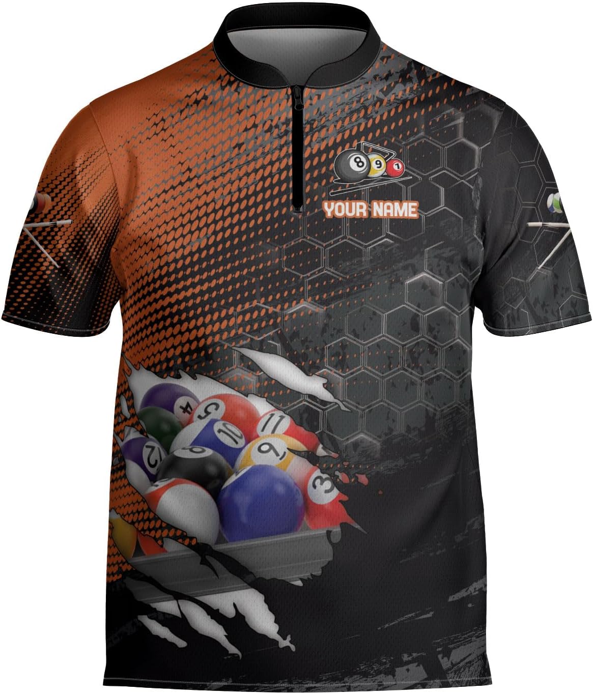 Custom Billiard Jersey Shirts Men 3D Personalized Team Billiards Bowling Jersey 8 Ball Pool Colorful Quarter Zip Shirt Gifts