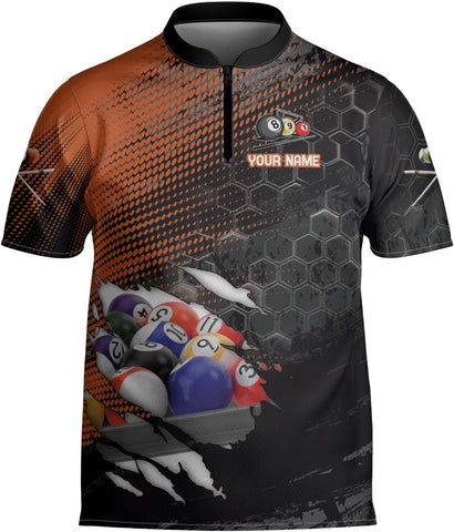 Custom Billiard Jersey Shirts Men 3D Personalized Team Billiards Bowling Jersey 8 Ball Pool Colorful Quarter Zip Shirt Gifts