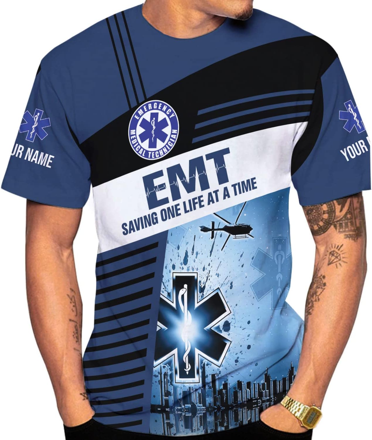 Mostprints Personalized Name EMT Shirt 3D Uniform Emergency Medical Technician, EMS Shirts for Men, EMS Shirt, Paramedic Shirt