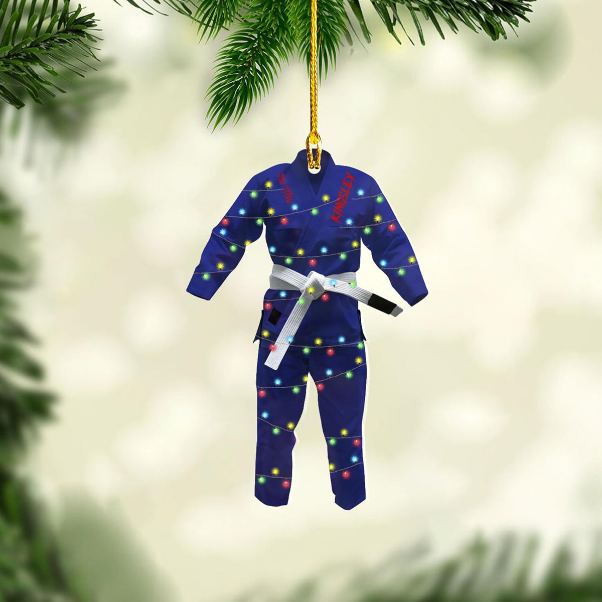 RoyalBro Personalized Jiu Jitsu 2D Flat Ornament Brazilian Jiu Jitsu Gift Hanging for Men Jiu Jitsu, Jiu Jitsu Christmas Ornament for Sensei Instructor Ornaments (JJ 5)