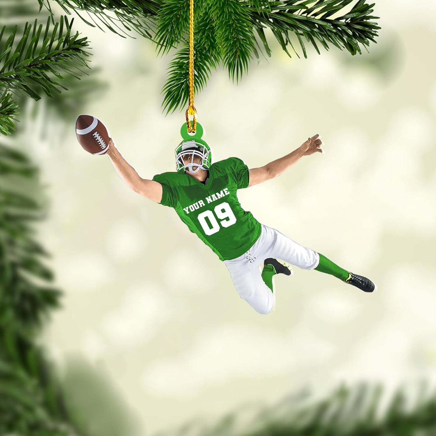 Artparel Personalized Football Ornament Customized Football Christmas Ornaments Football Ornament Christmas Hanging Décor Gift for Football Fans Football Gifts Gift for Football Player (FB 15)