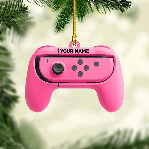 Artparel Personalized Gamer Ornament Custom Name Game Controller Ornament Shape Flat Computer Ornament for Gamer Gaming Ornament Gamer Christmas Ornament (GC12)