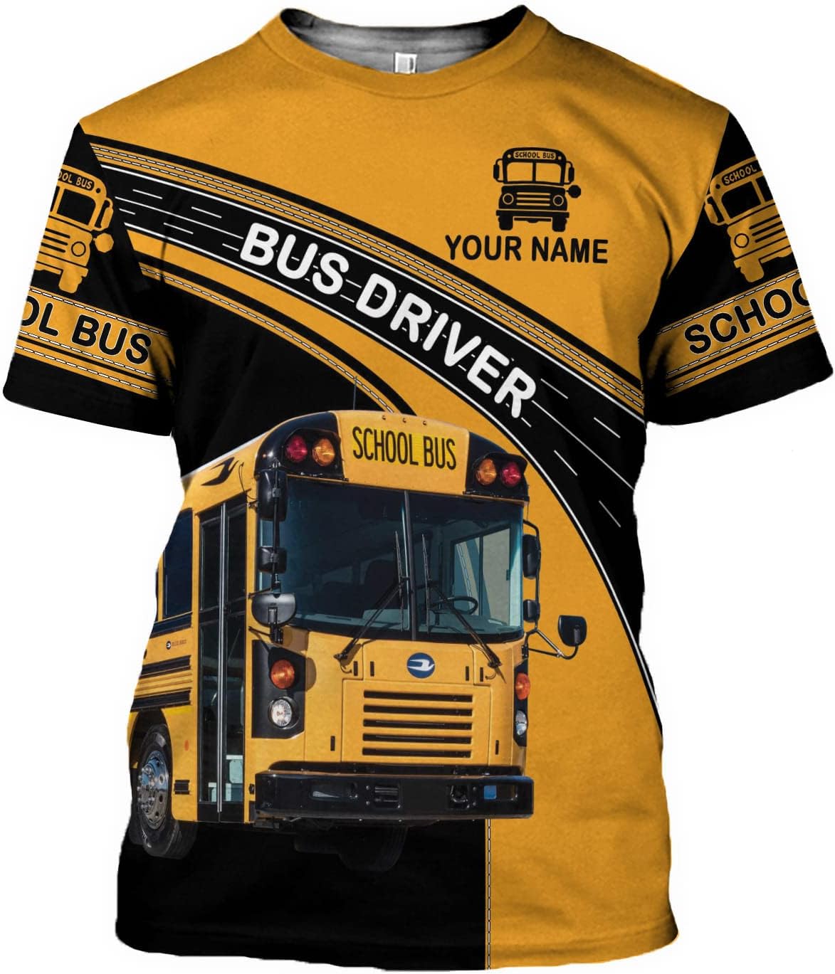 Personalized School Bus Driver Shirt Custom School Bus Driver Shirts Yellow Bus Driver 3D T Shirts Tshirt for Men and Women (Style 4), L-5XL