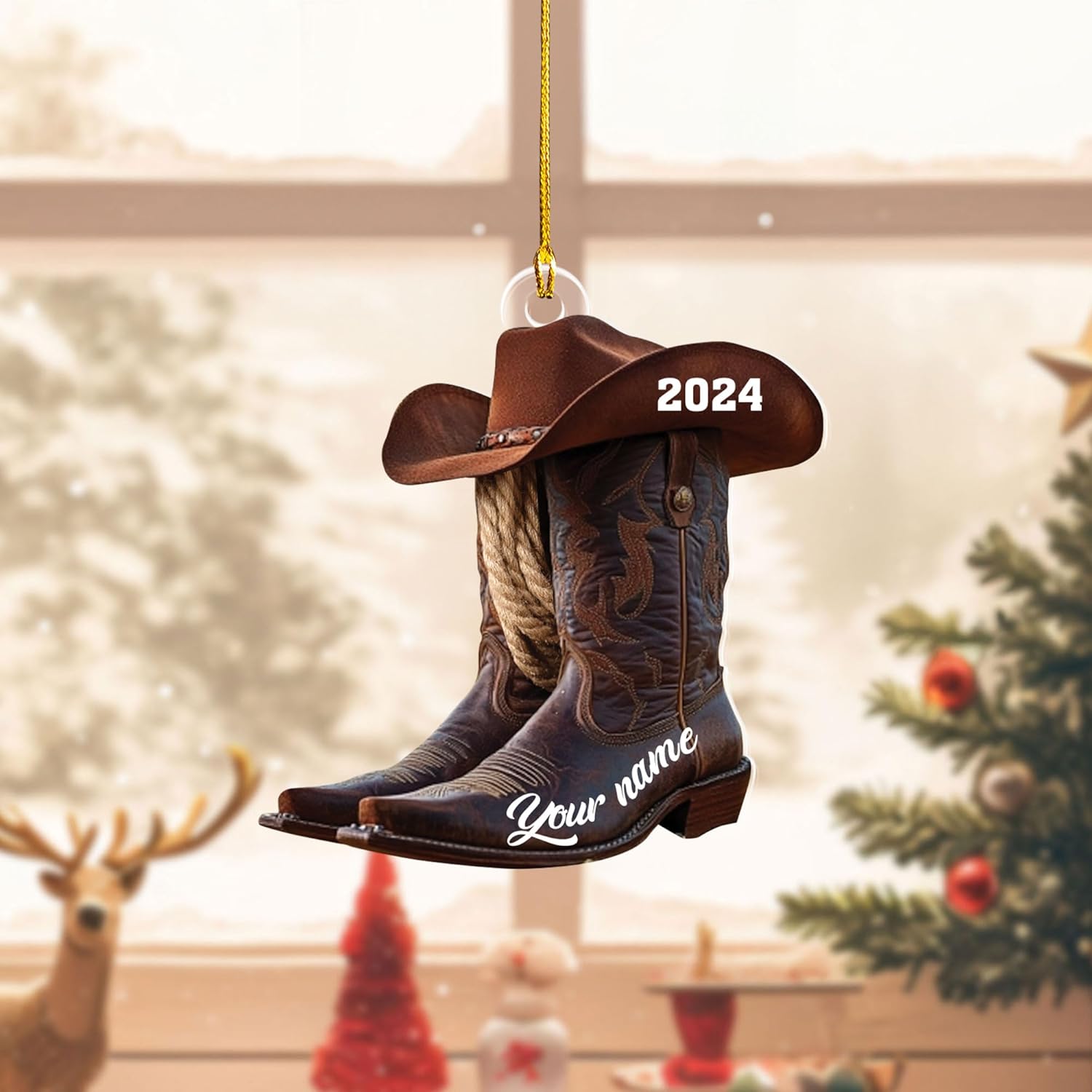 MAPrints Personalized Cowboy Ornament, Horse Ornament 2023, Cowboy Christmas Ornaments, Boy on Horse, Western Cowgirl Ornaments, Cowboy Boots and Hat Christmas Ornament (Cowboy 2)