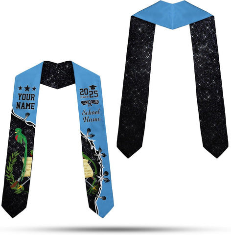 Personalized name Guatemala Graduation Stole, Custom Guatemalan American Sash 2025, Gift