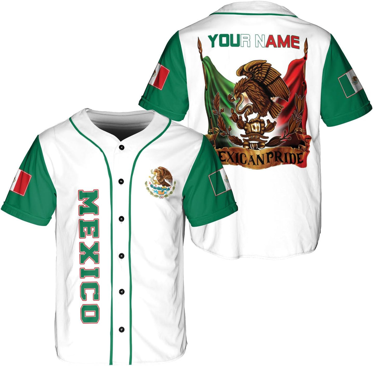 Mostprints Custom Mexico Baseball Jerseys Mexican Eagle & Flag Shirt for Teams, Mexico Shirts for Men & Women Size S-5XL