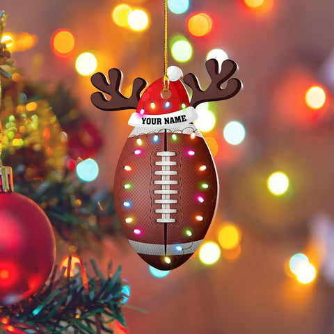 Riveprints Personalized Football Ornament, Football Player Acrylic 2D Shape Flat Ornament, Football Helmet Ornament, Sport Lovers Ornaments, Christmas Pine Tree Hanging Gift (Football 9)