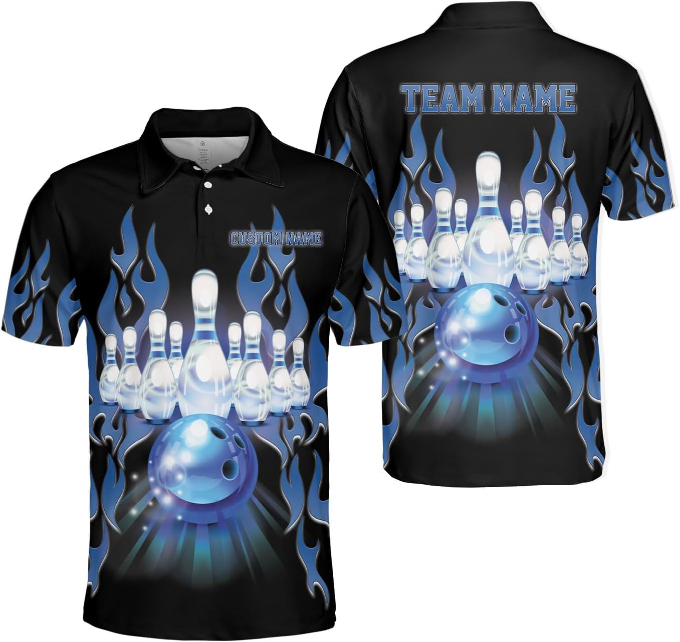 Custom 3D Bowling Polo Shirts for Men and Women Personalized Team Name Gift Unisex Customized Bowling Short Sleeve Polo Shirt