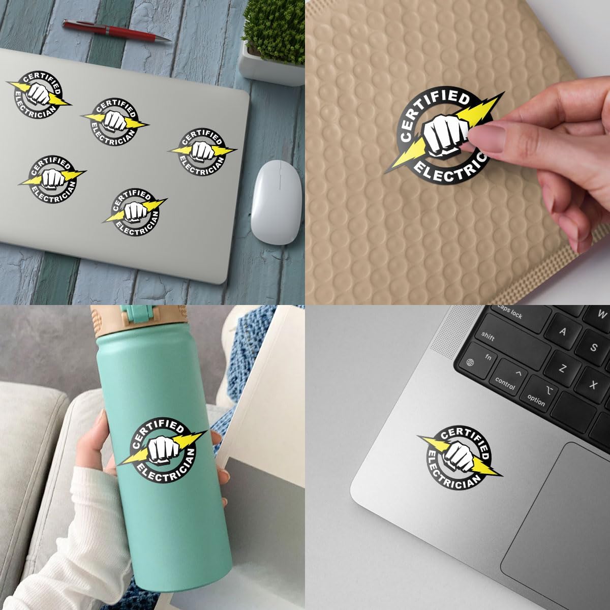 3 Pcs Certified Electrician Sticker, Electrician Pride Sticker, Power Line Worker Gift Electrician Job Stickers 3 Inches Gift for Water Bottle Laptop Phone Helmet Kindles Tumbler