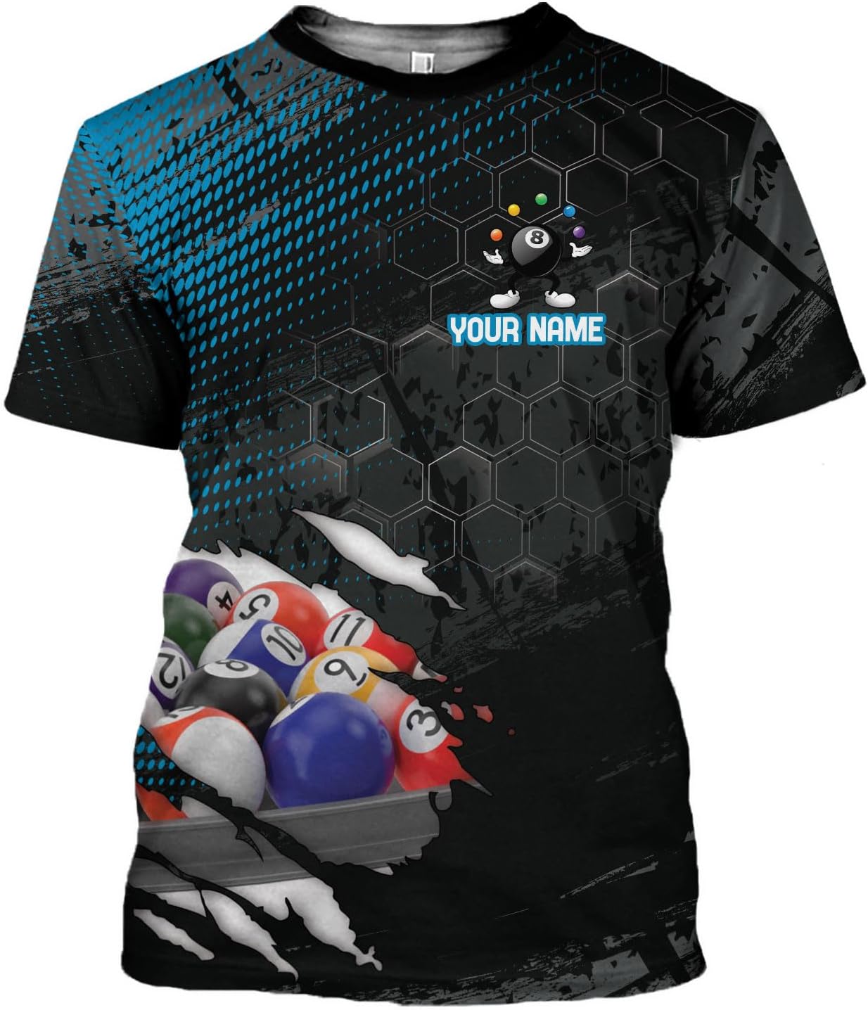 Custom 3D Billiard Shirt for Men Women Personalized Pool Player Team Apparel with 8 Ball Flag Design Gift to Billiard Lovers