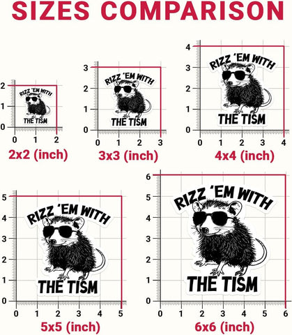 3 Pcs Rizz Em with The Tism Sticker, Meme Stickers for Adults, Dark Humor Gen X Stickers, Sleep Token Sticker - Funny Vinyl Stickers for Water Bottles Laptop Phone Car Window Helmet 3 Inches