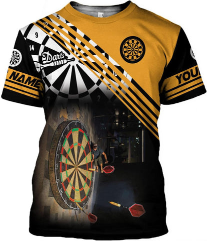 Personalized Name Dart Shirts 3D, Custom Mens Dart Shirts, Dart Shirts for Teams, Funny Dart T-Shirts for Men and Women