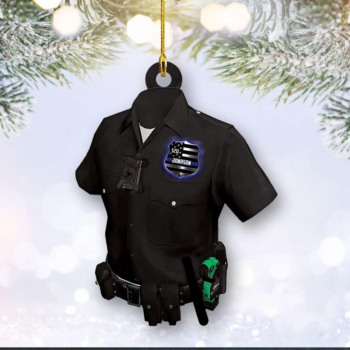 Personalized Christmas Police Ornament with Name, Custom Police Gifts, Police Christmas Birthday Gift for Men Dad, Police Ornaments for Christmas Tree Hanging Decorations Gift Police