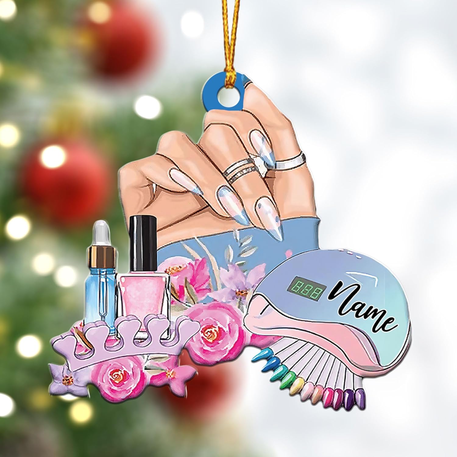 AOVL Personalized Nail Ornament,Nail Technician Ornament, Nail Technician Ornaments, Makeup Ornaments Makeup Christmas Ornament, Nail tech Gifts, Nail Technician Gifts (Nail 1)